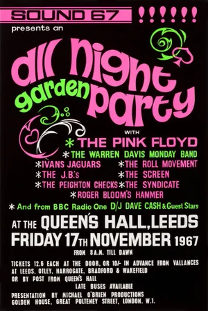 Pink Floyd Original Vintage UK Concert Poster, Queen's Hall, Leeds, 1967