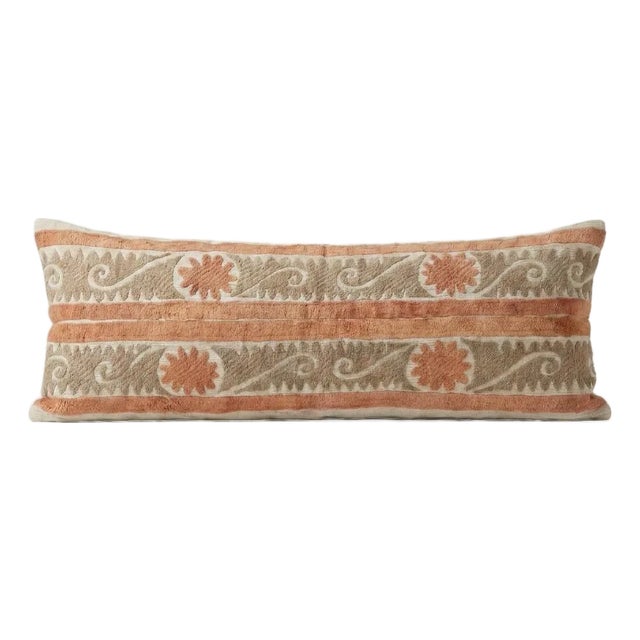 Floral Suzani Bedding Pillow Cover 13'' X 38'' For Sale