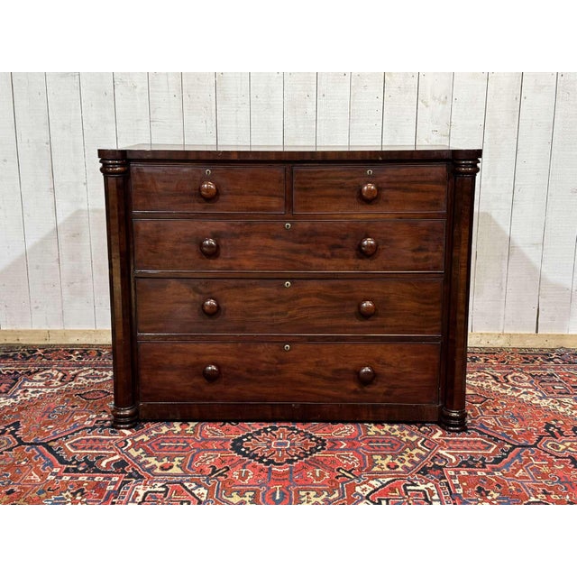 Victorian 19th century mahogany chest of drawers - W=1.30m D=53cm H=1m\.
