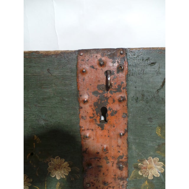 Swedish 100% Original Painted Trunk Front Dated 1814 For Sale In Miami - Image 6 of 10