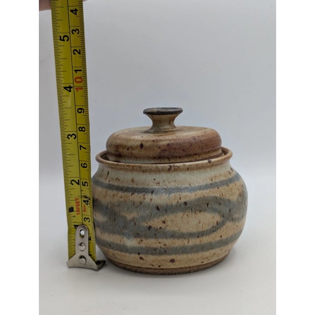 Brown Vintage Ceramic Lidded Pottery Sugar Bowl, Honey Pot, Stoneware, Signed For Sale - Image 8 of 8