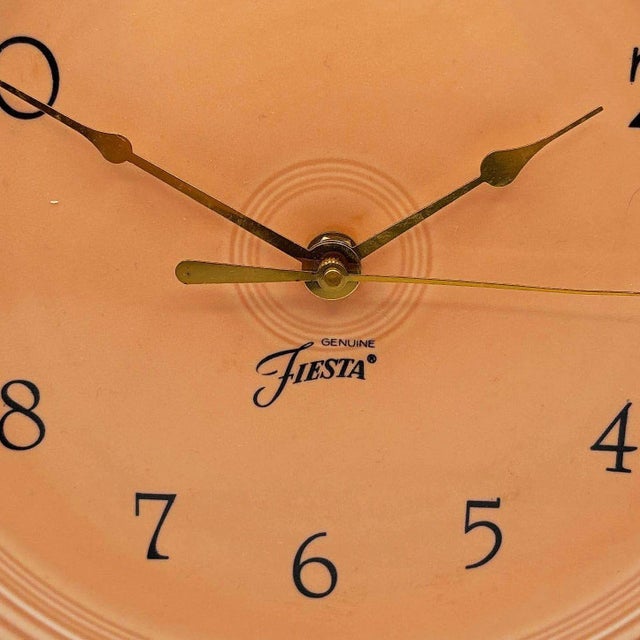 1950s 1950s Pink "Apricot" Fiestaware Ceramic Plate Wall Clock by Homer Laughlin For Sale - Image 5 of 8