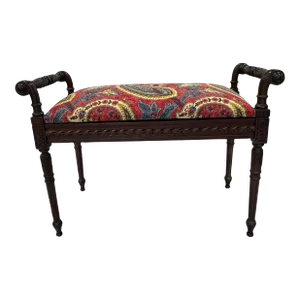 1920s Italian Hand Carved Mahogany Bench