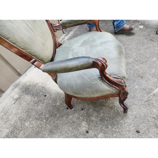 Green Victorian Armchair For Sale - Image 11 of 13