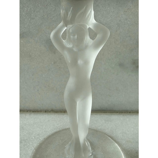 Transparent Set of 5 Vintage French Bayel Crystal "Venus" Champagne Flutes For Sale - Image 8 of 12