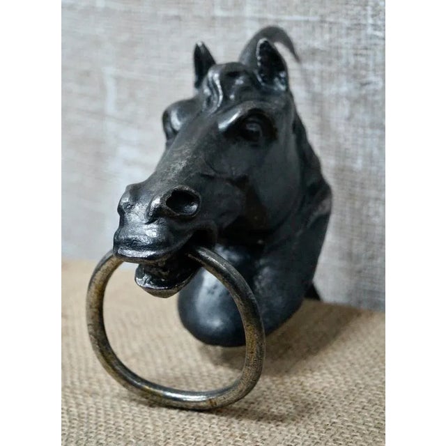 Victorian Cast Iron Horse Head Hitching Posts, Set of 2 For Sale - Image 12 of 15