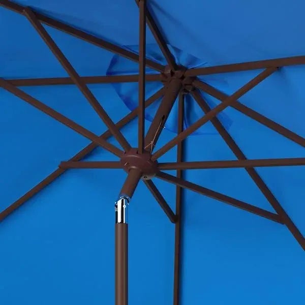 Safavieh Outdoor UV Resistant Ortega 9 ft Auto Tilt Crank Umbrella - Pacific Blue For Sale - Image 4 of 5