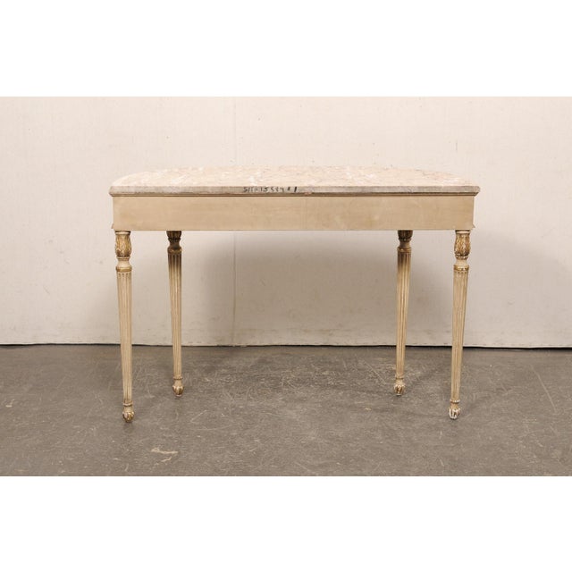 Beige Mid 20th Century Italian Marble Top Slender Console, 4 Ft For Sale - Image 8 of 12