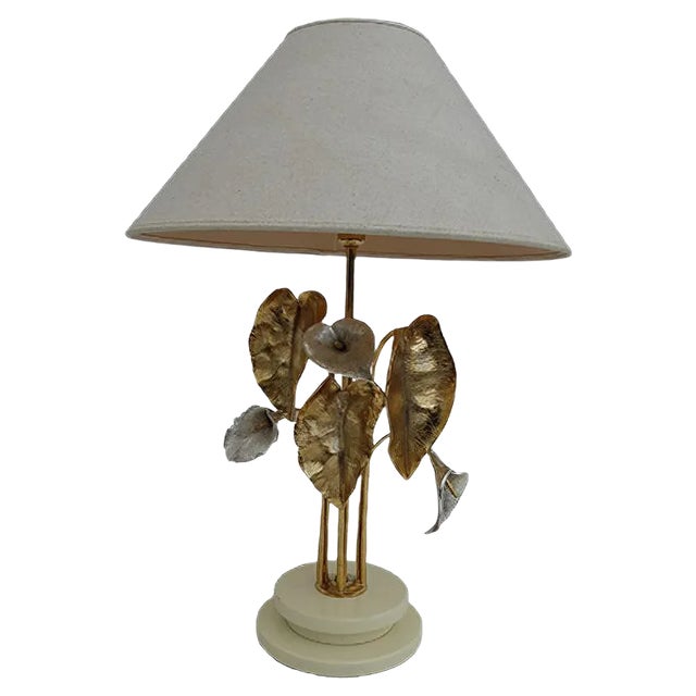 Mid-Century Gold and Silver Plated Lamp by Lanciotto Galeotti for L'Originale For Sale