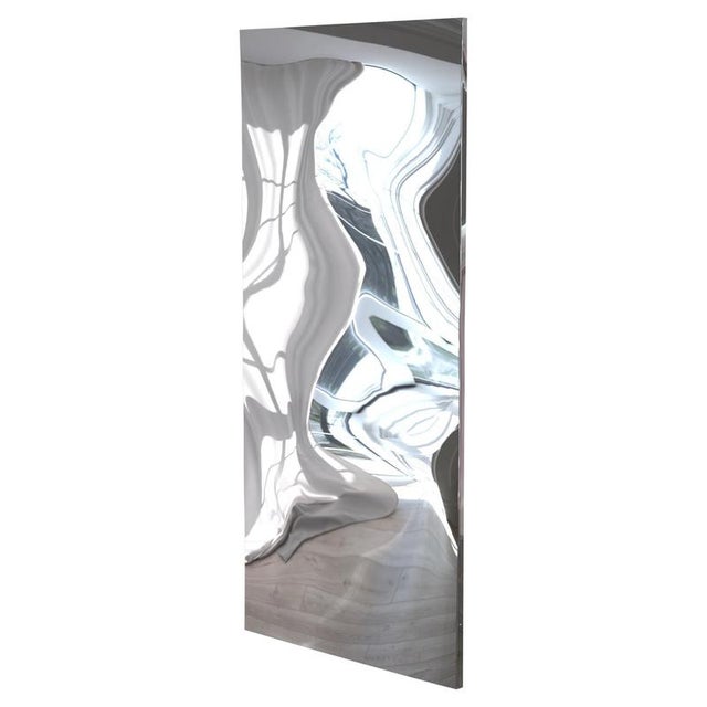 Distorting 300 Cm Vertical Mirror in Polished Stainless Steel by Julien Vidame For Sale - Image 9 of 9
