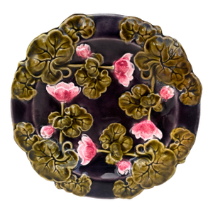 Austrian Majolica Flowers Plate Circa 1900