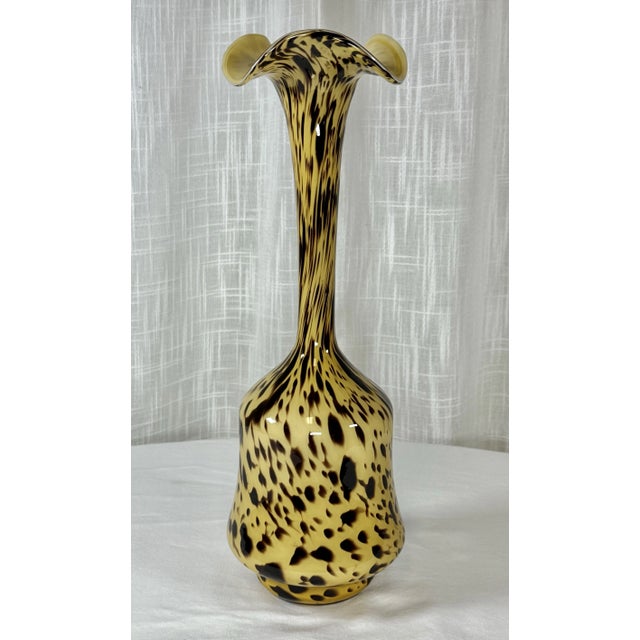 Vintage Murano Style Tortoise Hand Blown Glass Art Vase For Sale In Mobile - Image 6 of 10