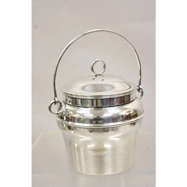 Vintage Fisher K308 Modern Silver Plated Lidded Ice Bucket With Glass Liner For Sale - Image 10 of 10