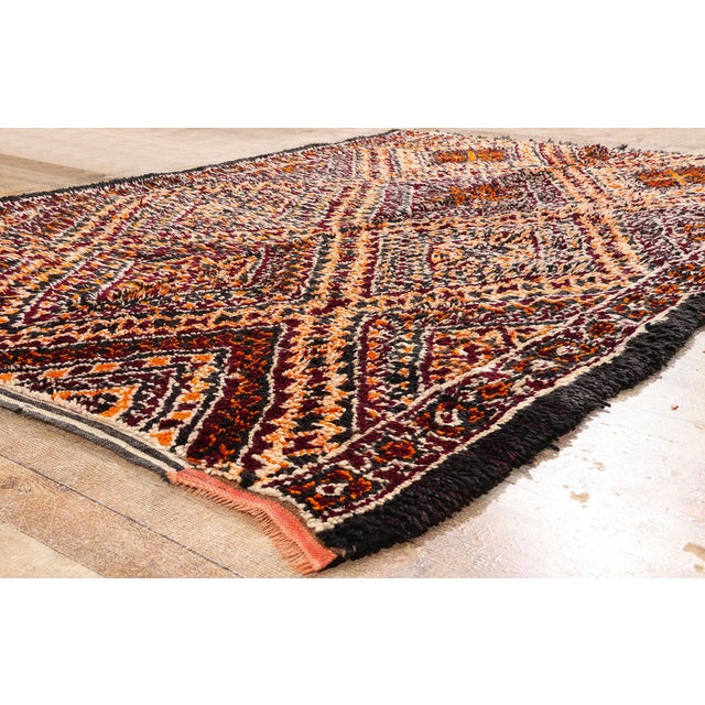 Oxblood Red Vintage Zayane Beni M'Guild Moroccan Rug, 06'09 X 09'07 For Sale - Image 8 of 10