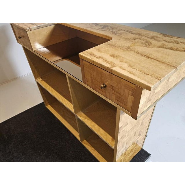 Pressed Bamboo Dry Bar with Stools, Italy, 1970s, Set of 3 For Sale - Image 11 of 13