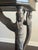 Hollywood Regency Vintage Egyptian Revival Leather Top Console Table Desk With Winged Woman Caryatid Sphinx Base For Sale - Image 3 of 11