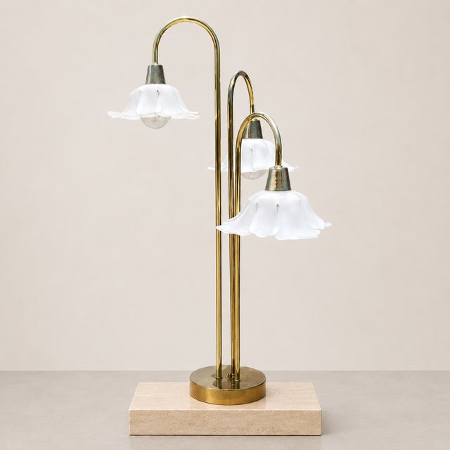 1960s Hollywood Regency Brass Waterfall Table Lamp For Sale - Image 4 of 7