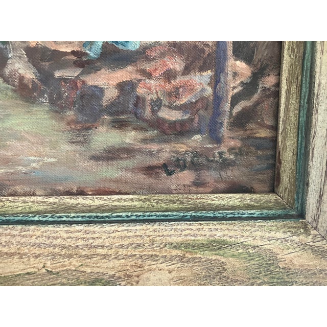 Textile Vintage Coastal Seascape Oil Painting – Children Playing by the Shore-Locueso For Sale - Image 7 of 8