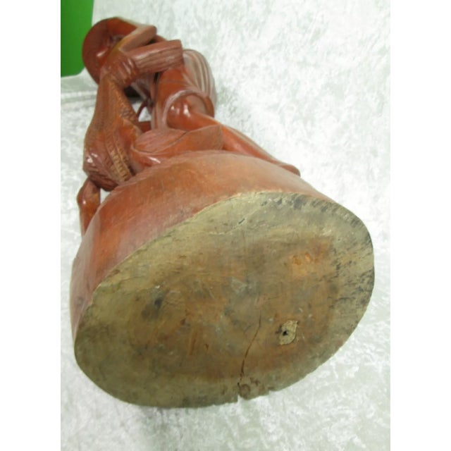 Mid 20th Century Carved Wooden Asian Fisherman Figurine Sculpture For Sale - Image 12 of 12