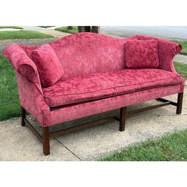 Late 20th Century Chippendale Style Camelback Sofa - New Upholstery For Sale - Image 14 of 14