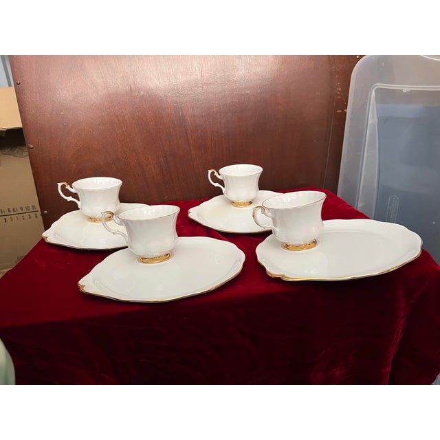 Elegant Tea Cup and Sandwich plate set by Royal Albert . This is Royal Albert tea set - Val d'Or is translucent white bone...