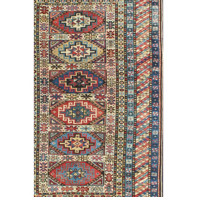 Antique Caucasian Rug With Six Central Medallions & Intricate Geometric Borders For Sale - Image 4 of 7