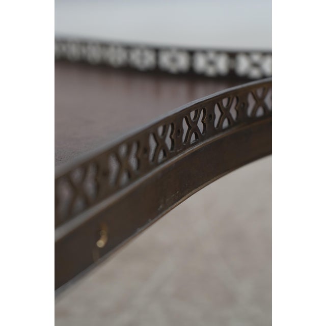 Brown Theodore Alexander Leather Top 2 Tier Mahogany Triangle Table For Sale - Image 8 of 12