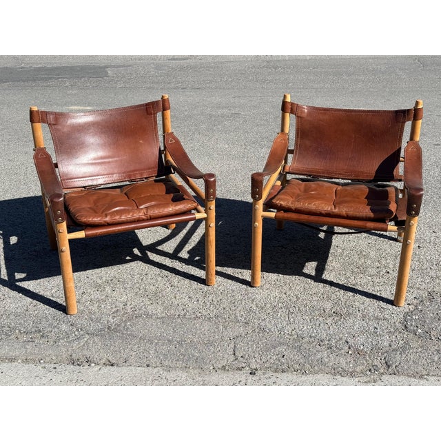 Brown Vintage Scirocco Safari Chairs by Arne Norell, 1960s, Set of 2 For Sale - Image 8 of 12