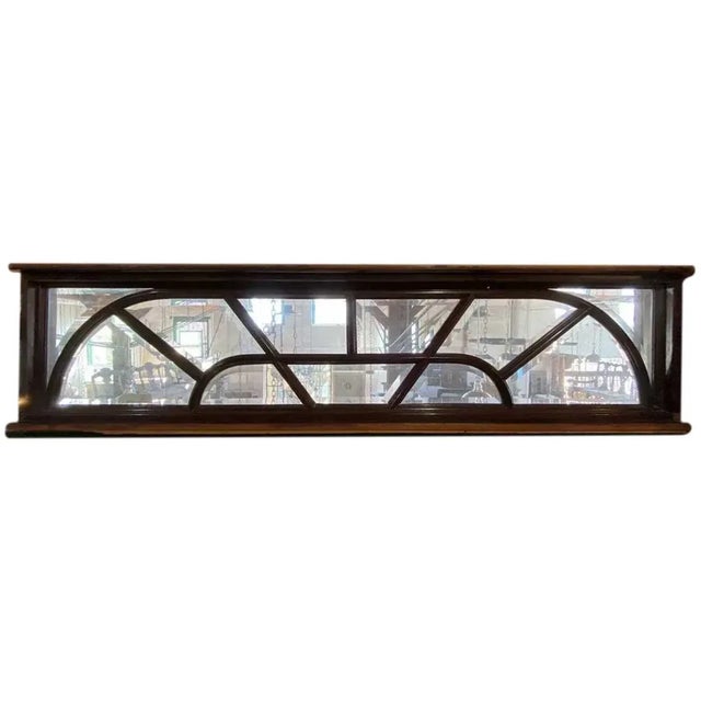 Traditional Vintage Large Solid Mahogany and Beveled Glass Door Transom Window For Sale - Image 3 of 7