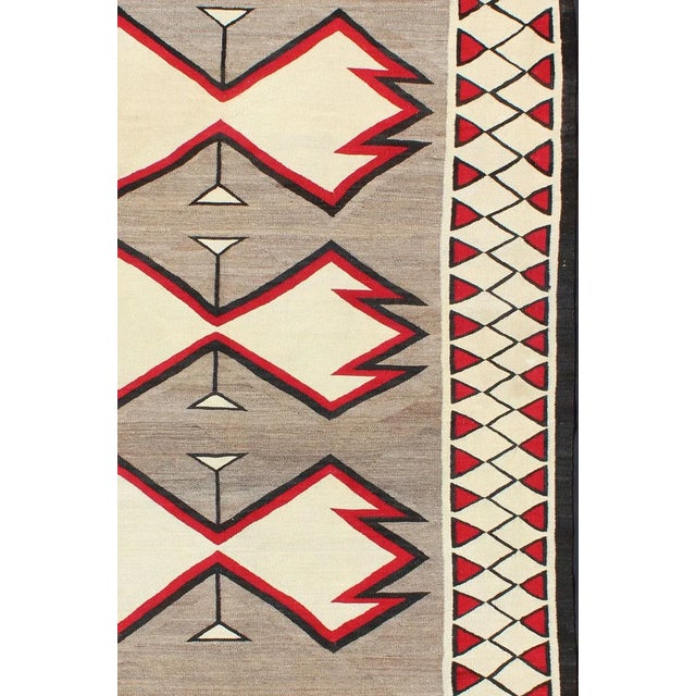 Native American Antique Ganado Navajo Style Rug With Geometric Design in Red, Black, Ivory and Gray For Sale - Image 3 of 7