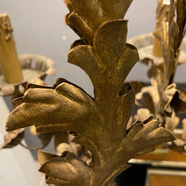 Large Vintage Italian Tole Chandelier, 1940s For Sale - Image 14 of 16