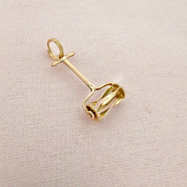 Mid 20th Century Vintage 10k Articulating Hand Push Lawn Mower Charm For Sale - Image 5 of 9