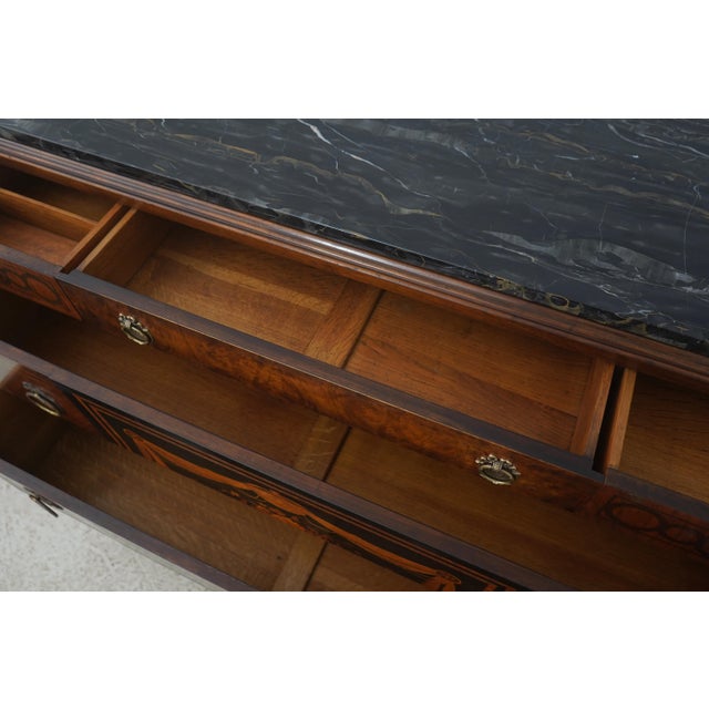 1920s Vintage Neoclassical Marble Top Inlaid Dresser For Sale - Image 5 of 18