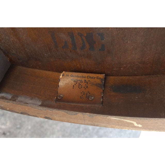 Brown Pair Gunlocke Oak Bankers Armchairs, Early 20th Century, Victorian Design For Sale - Image 8 of 15