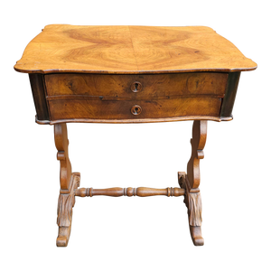 18th Century William IV Style Refinished Mahogany Two Drawer Sewing Table Work Table
