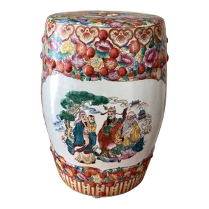 Early 20th Century Chinese Famille Rose Porcelain Garden Stool with Pierced Top and Sides