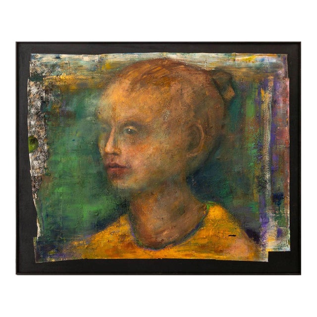 Lesley Kushner Portrait of Young Girl Mixed Media For Sale