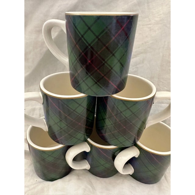 Williams-Sonoma Green Tartan Holiday Mugs-Set of 6 For Sale In Palm Springs - Image 6 of 6