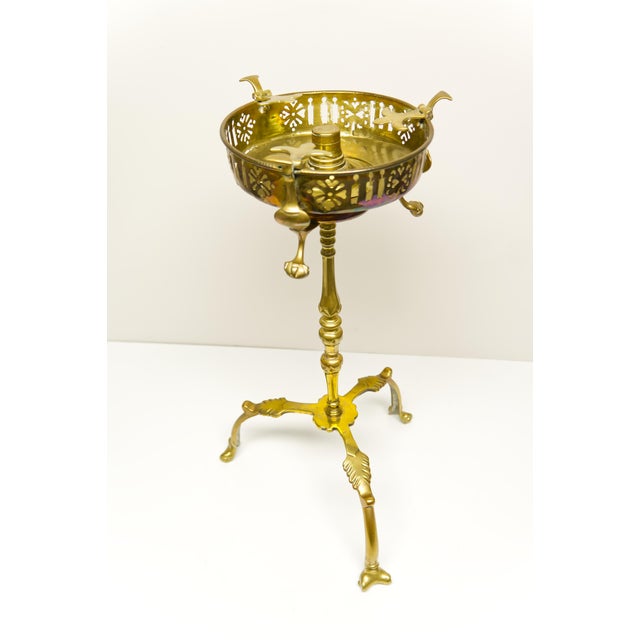Victorian Era Brass Kettle Floor Stand With Burner For Sale - Image 4 of 8