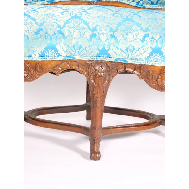 19th Century French Walnut Upholstered Three Seat Settee For Sale - Image 10 of 12