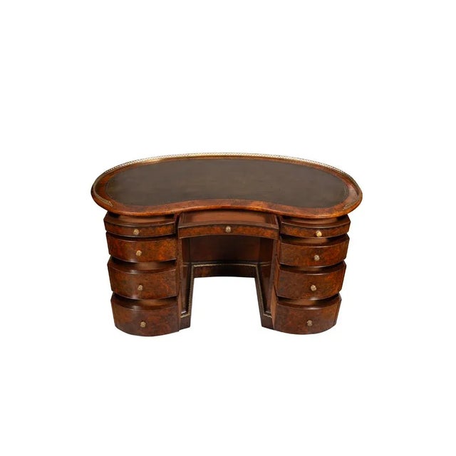 Wood Victorian Burl Walnut Kidney Shape Desk by Gillow For Sale - Image 7 of 12