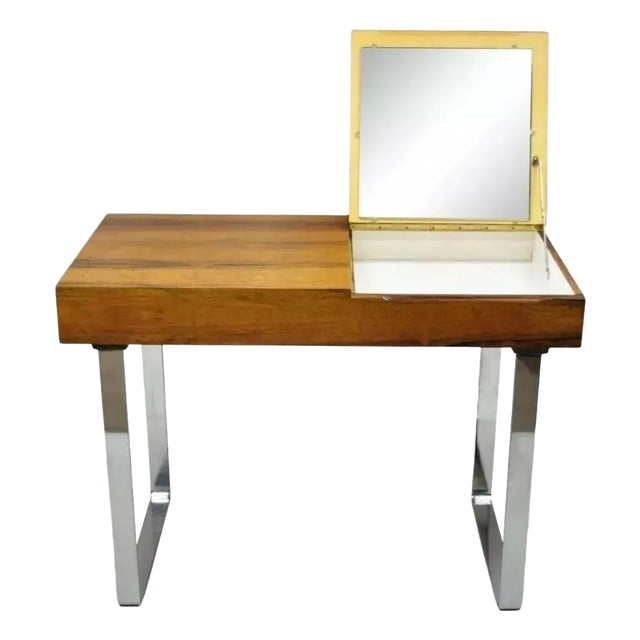 Mid Century Danish Modern Echtes Kristall Spiegelglas Rosewood Vanity Table For Sale