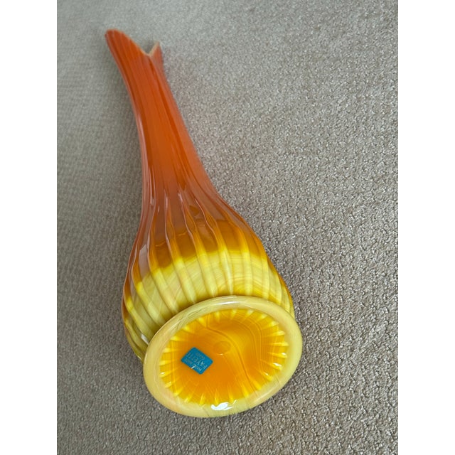 Mid-Century Modern Vintage 60's Bittersweet l.e. Smith Orange Art Glass Swung Vase 30 1/2" Tall MCM Handblown Floor Vase For Sale - Image 3 of 15