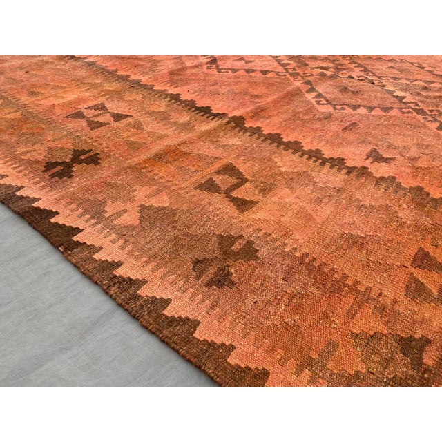 Brown Vintage Overdyed Medallion Kilim Rug, Handwoven Wool, 6x10, Terracotta For Sale - Image 8 of 12