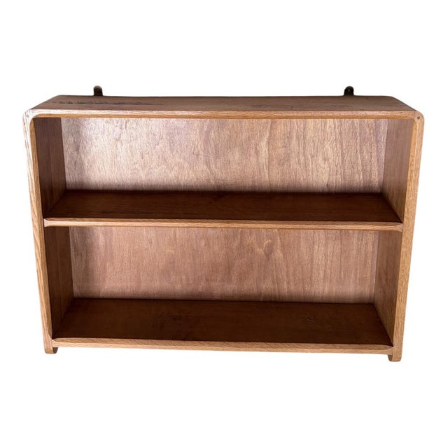 Vintage Wall Shelf Curved Open Display Unit in Tiger Oak and Beech, 1970s For Sale - Image 9 of 10