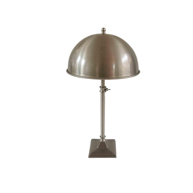 Vintage Nickle Plated Adjustable Table Lamp with Hardwired Integral Helmet Shade For Sale - Image 12 of 17