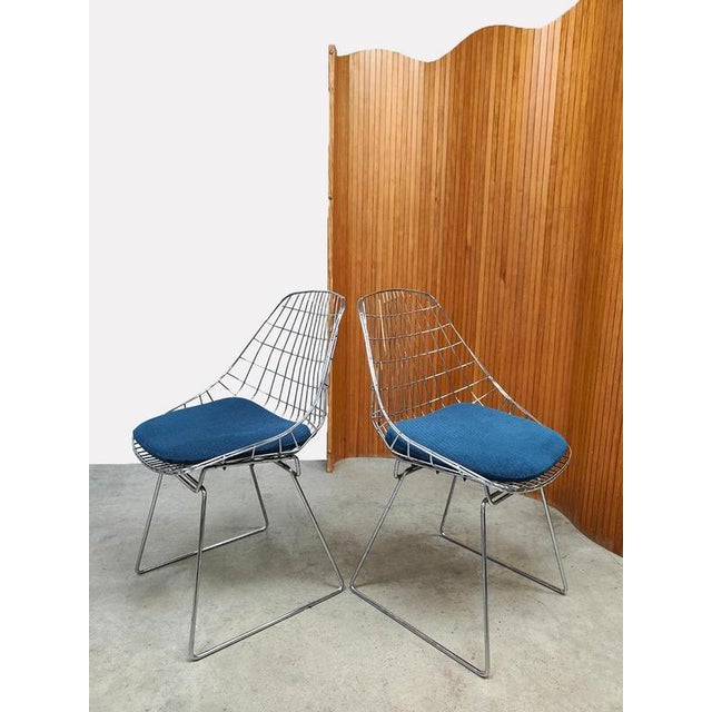 Pastoe Vintage Dutch SM05 Wire Chairs by Cees Braakman for Pastoe, 1950s, Set of 8 For Sale - Image 4 of 8