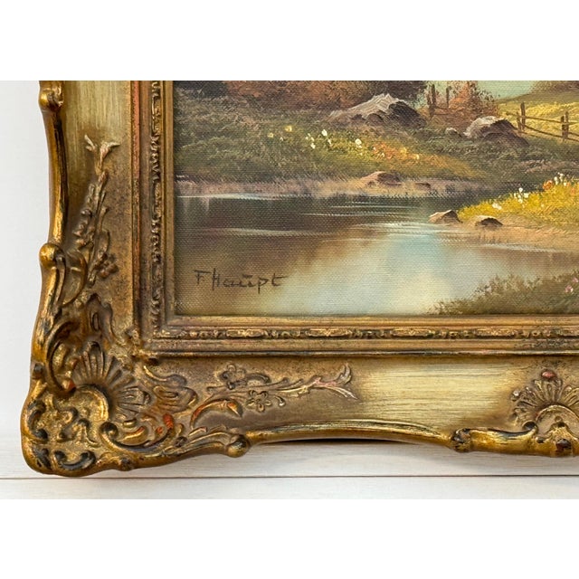 Alpine Mountain Hut Vintage Landscape Painting by 20th Century German Artist 1975 Circa For Sale - Image 14 of 18