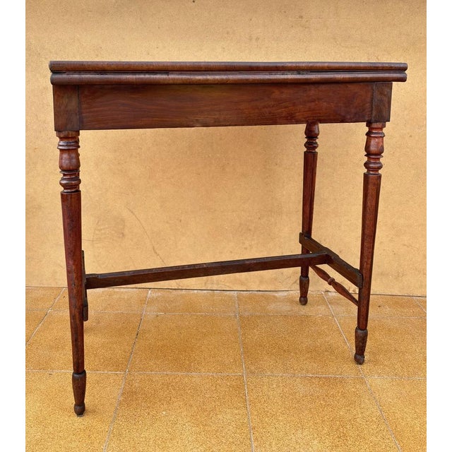 Wood English Oak Games Table with Green Felt Top, 1930s For Sale - Image 7 of 9