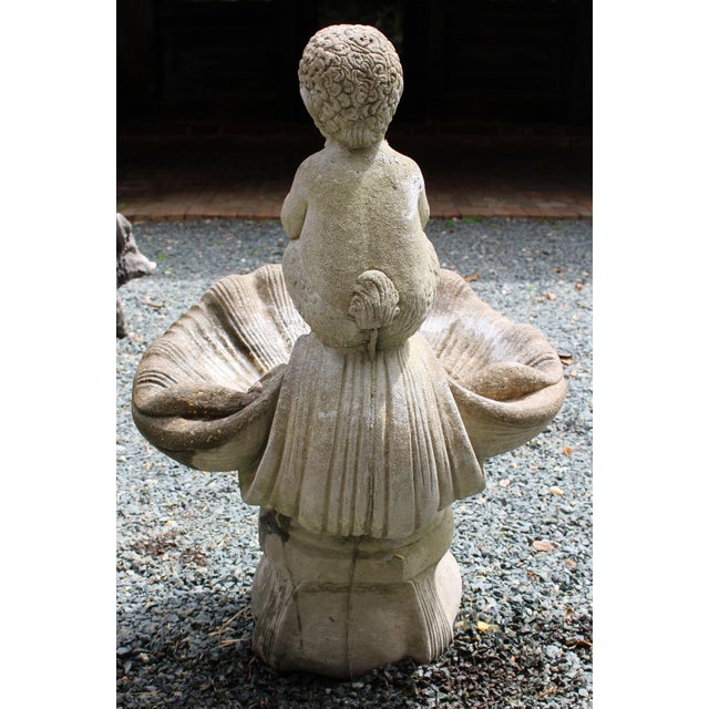 Mid-20th Century English Cast Stone Bird Bath Featuring Pan Playing Pipes For Sale - Image 4 of 5